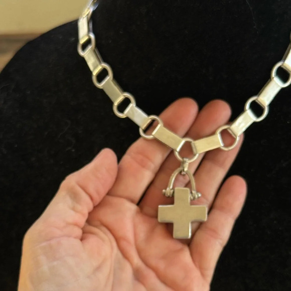 Rare sterling silver Versani necklace Avant Garde modernist chain - Picture 14 of 17